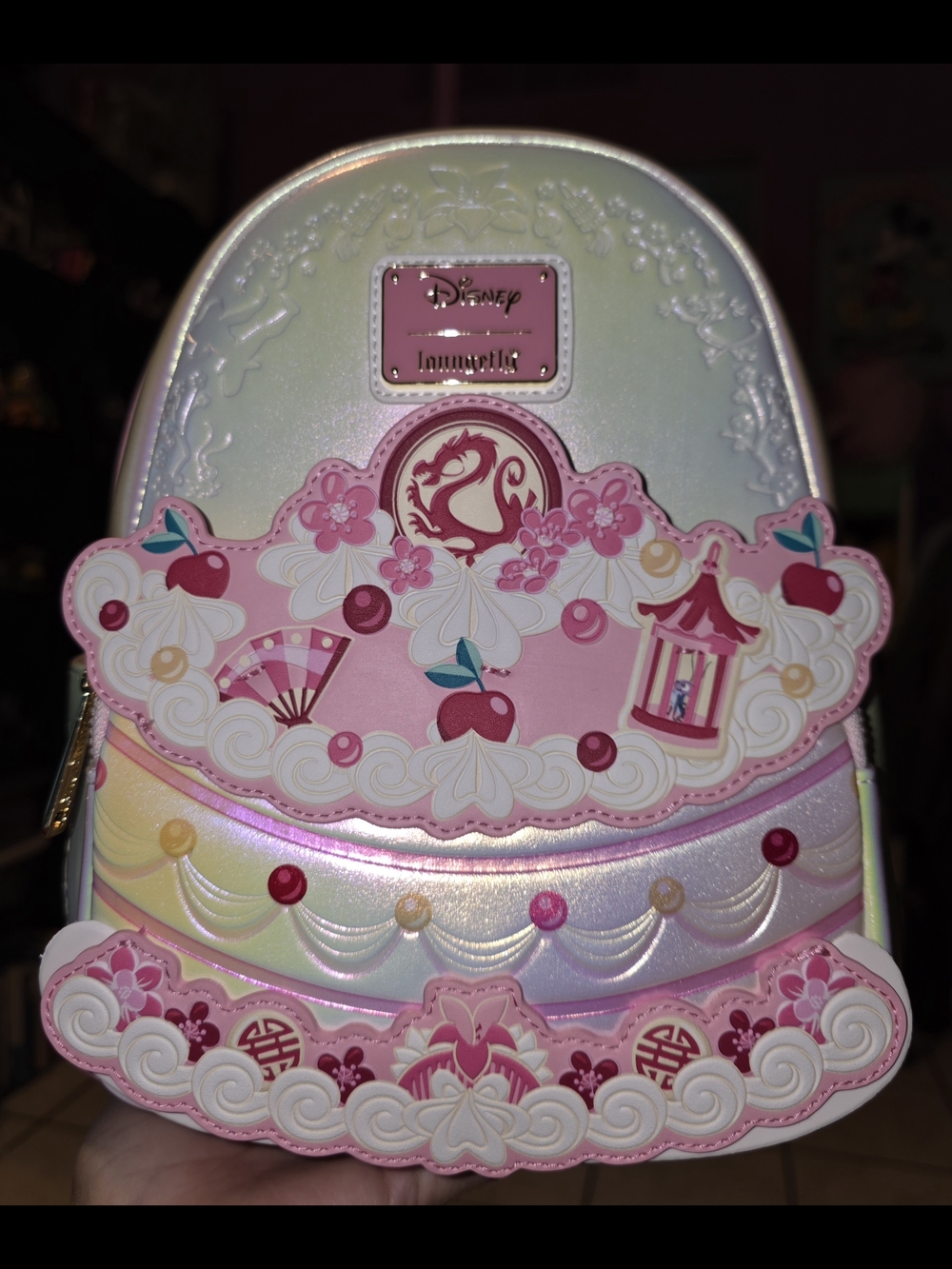 Brand New! Loungefly Disney Mulan Cake Iridescent Mini Backpack